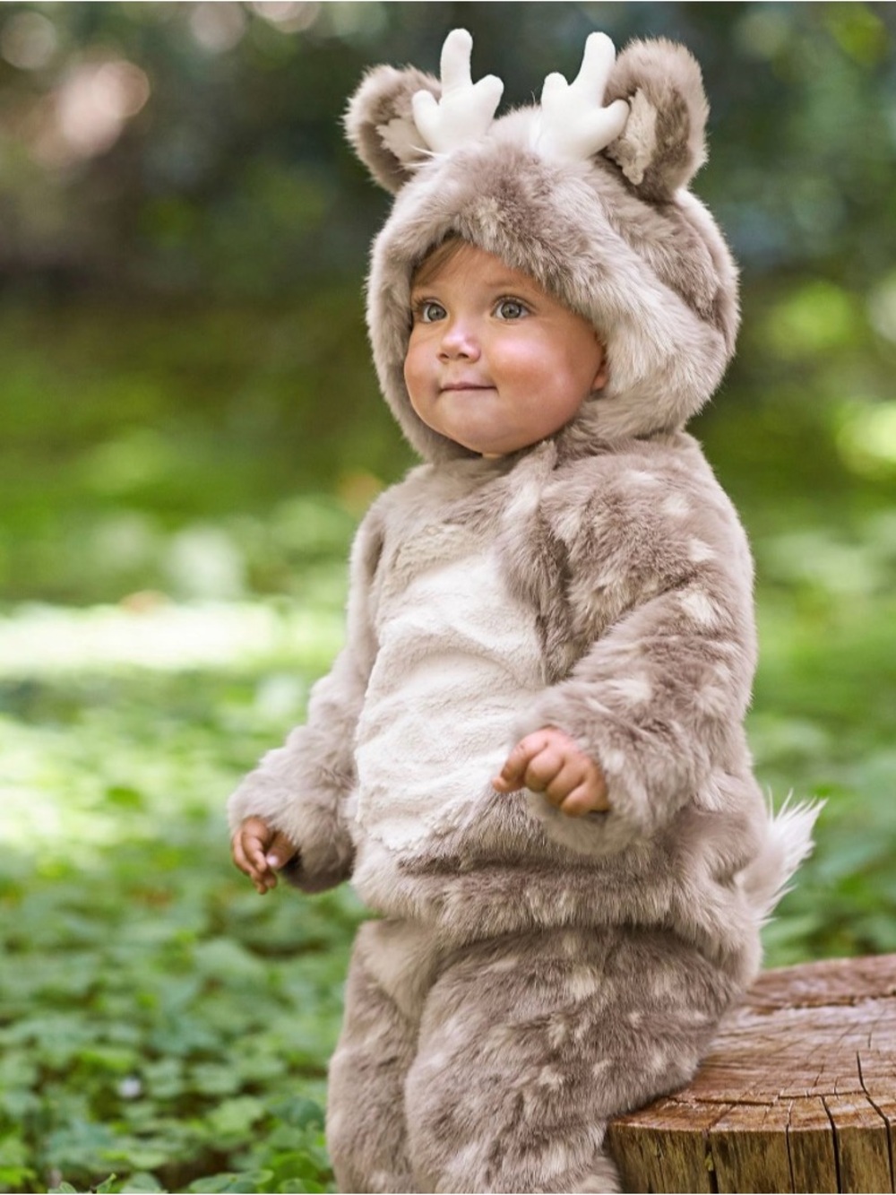 Pottery Barn Kids Woodland Fawn Costume 0-6 Months Gray/White Hooded Deer